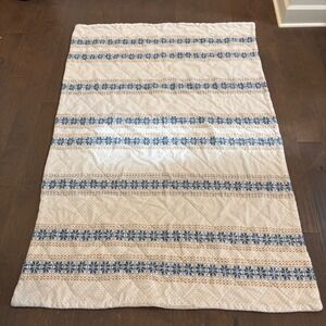 Woolrich Sherpa Fleece Throw Blanket Fair Isle Snowflake Winter Blue 68x46